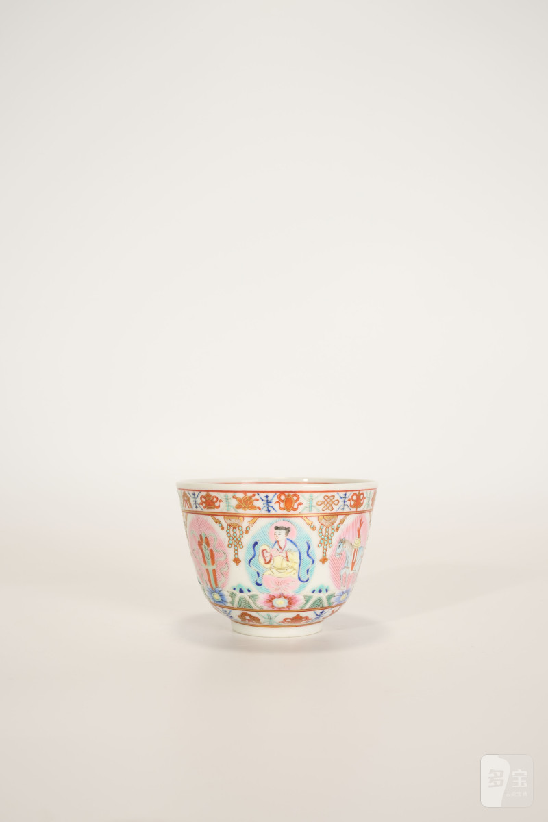 Lot845 清道光 粉彩八宝莲纹杯 - 图2